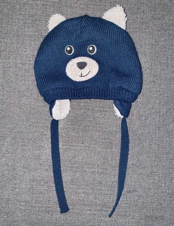 Bonnet gris/marine ours