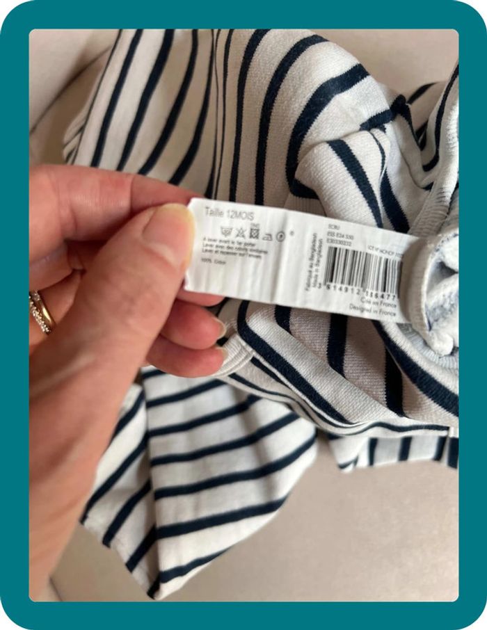 Pyjama marinière coton 12 mois 'Mon Amour' - Bout'chou - photo numéro 7