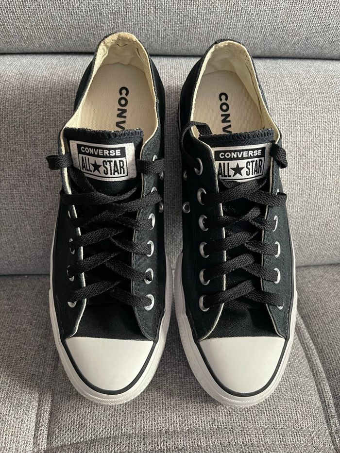 Converse basse noire plate-forme 39 en toile - photo numéro 6