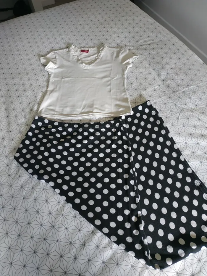 Jupe en jersey noire à pois blancs - photo numéro 5