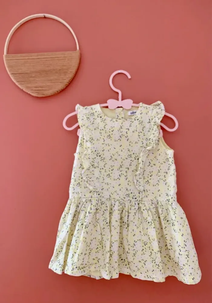 robe fille jaune imprimée fleuri- 18 mois- gémo