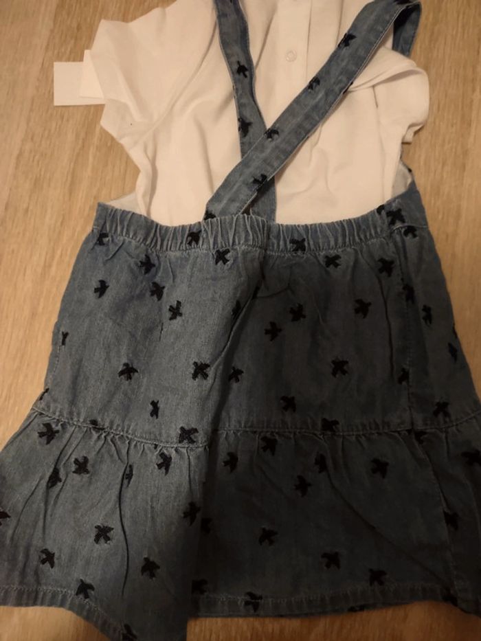 Ensemble Rania t-shirt + robe en jean oiseaux Cadet Rousselle - photo numéro 4