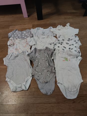 Lots de 9 bodies manches courtes 6 mois fille 