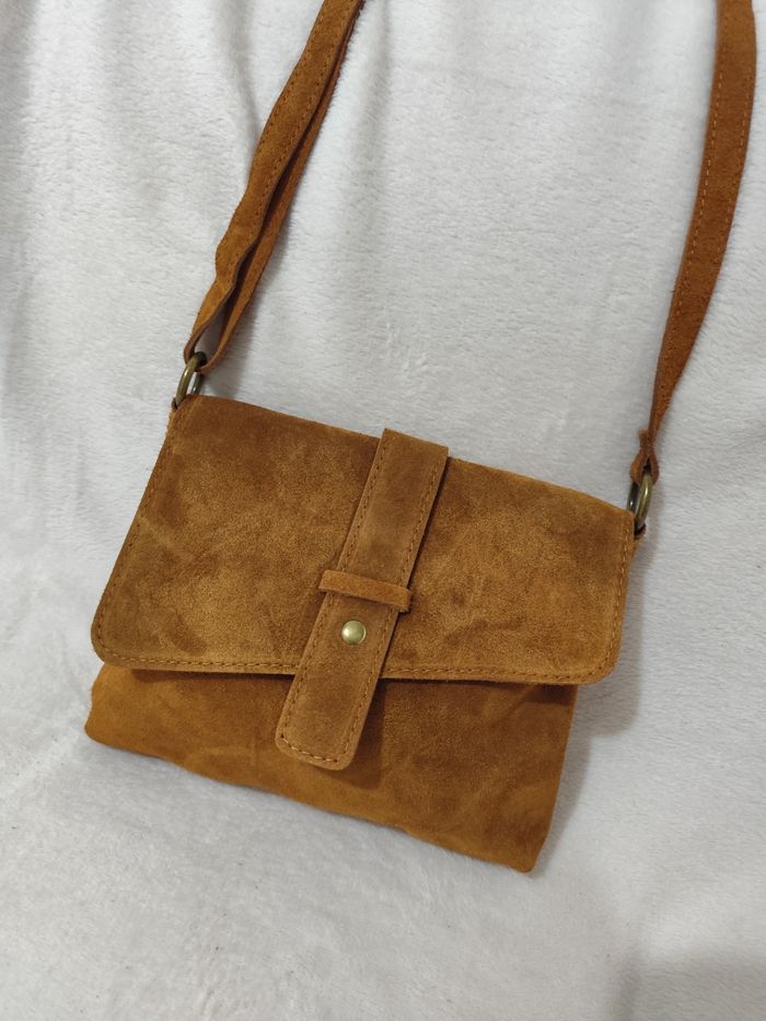 Sac à main bandoulière en croûte de cuir véritable - photo numéro 4