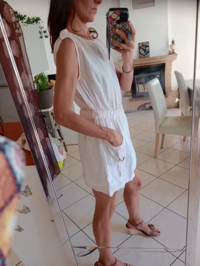 Robe  XS rose pâle lin c83 - photo numéro 3