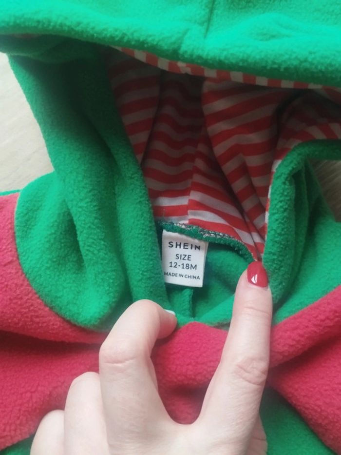 Poncho lutin de Noël en polaire 12-18 mois - photo numéro 4