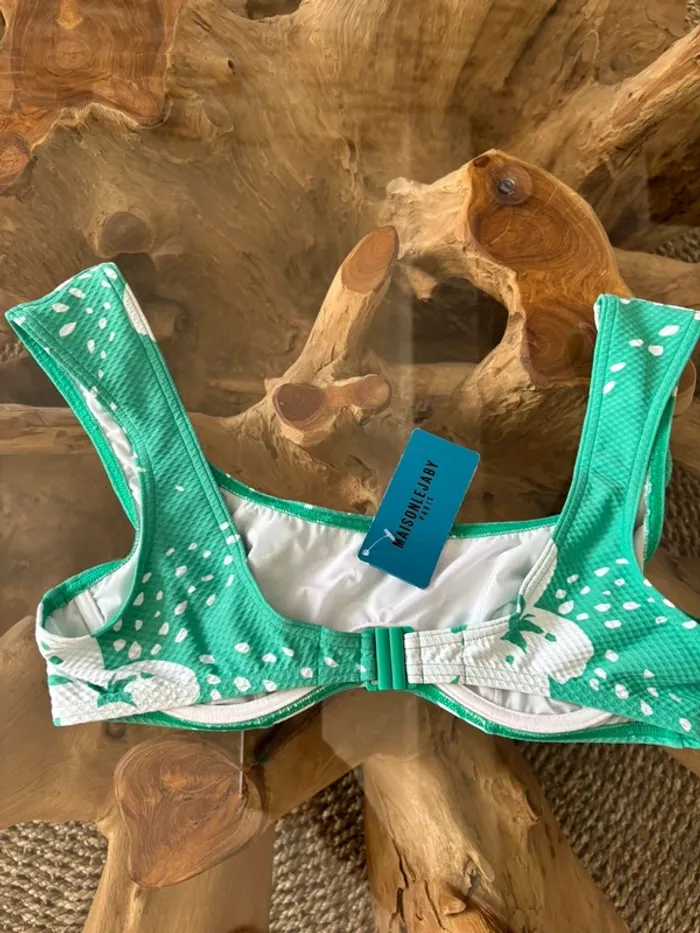 Haut de maillot de bain Maison Lejaby vert blanc piqué - photo numéro 2