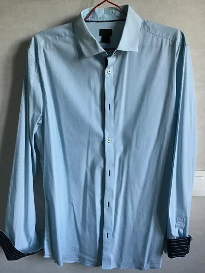 Chemise homme H&M bleue fines rayures - photo numéro 4