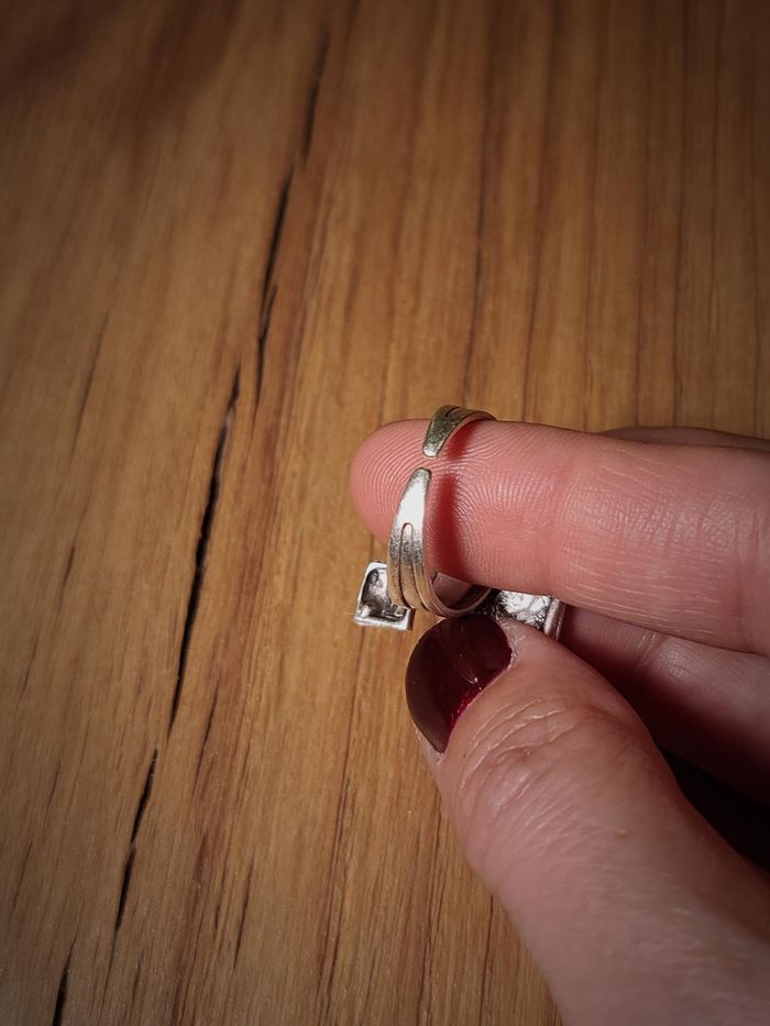 Bague géométrique plaqué argent ajustable - photo numéro 4