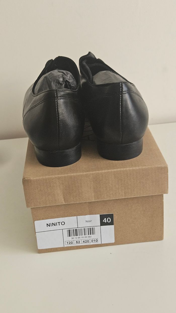 Chaussures derbies à lacets cuir noir- taille 40 - photo numéro 3