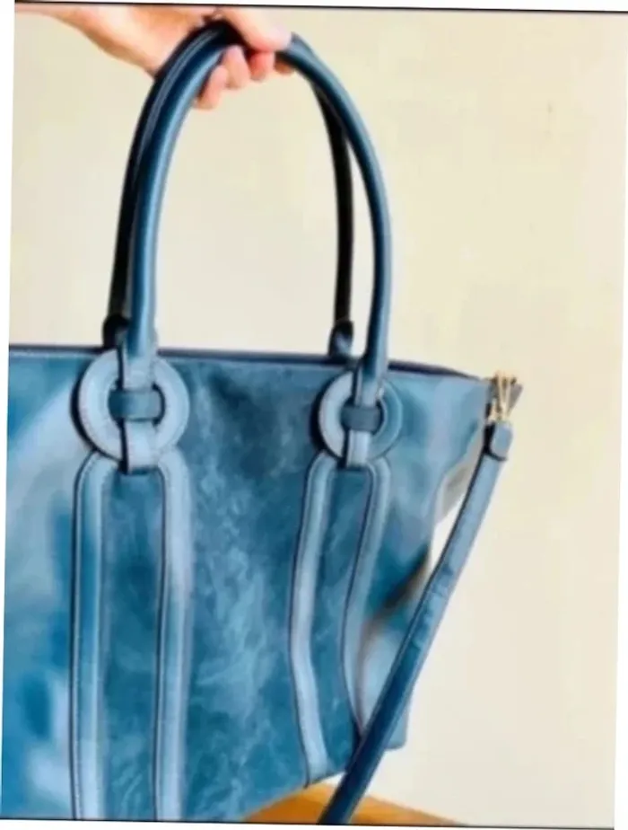 Sublime sac à main bleu turquoise canard avec poignée et bandoulière - photo numéro 3