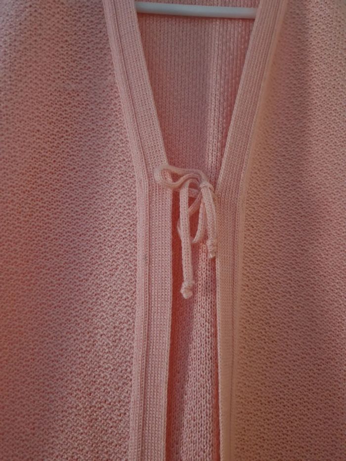 Gilet sans manche femme tricot rose clair taille unique TBE - photo numéro 2