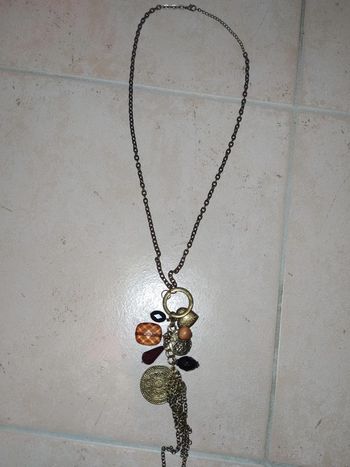 Collier sautoir marron et bronze MOA