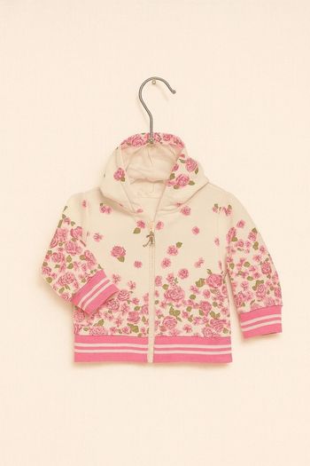 💚Veste à capuche fille – imprimé fleuri rose 12 mois