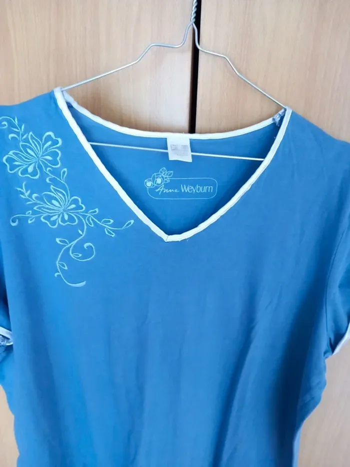 👵chemise de nuit bleu coton T50 A Weyburn - photo numéro 3