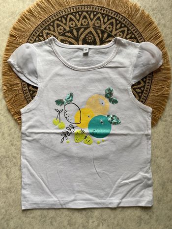 T-shirt blanc fruits 5ans