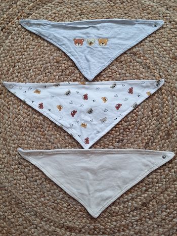 Lot de 3 bavoirs bandanas nounours