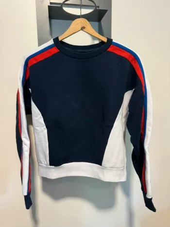 Pull bizzbee bleu marine blanc et rouge S