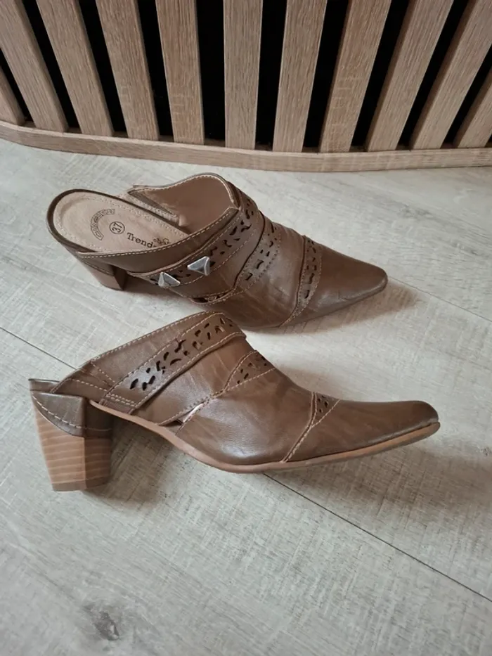 Sabots cuir Trendstyle marrons T 37 - photo numéro 3