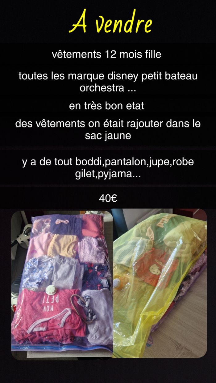 lot vêtements fille 12mois