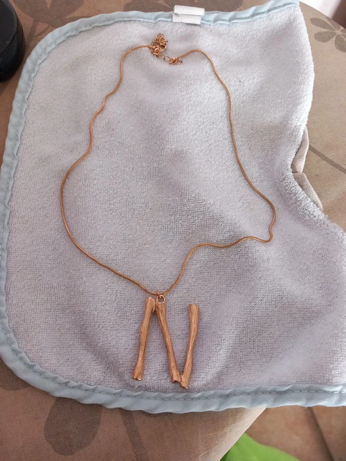 👧tour du cou collier métal lettre N