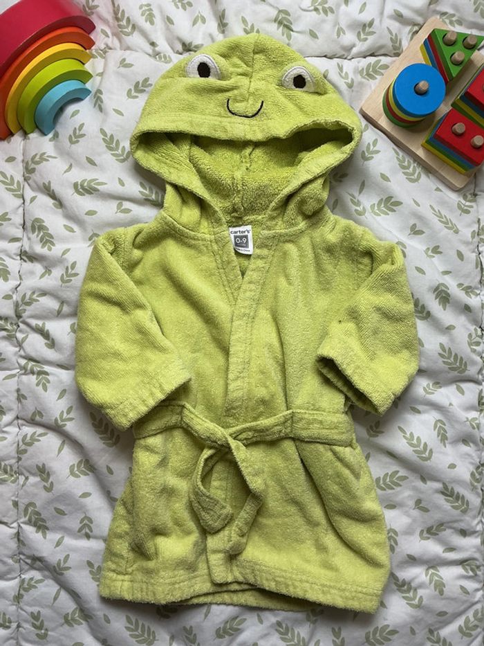 peignoir en éponge vert à capuche et ceinture carter's 0/9 mois - photo numéro 3