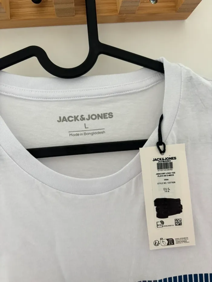 T-shirt blanc Jack & Jones homme L – Neuf avec étiquette - photo numéro 2