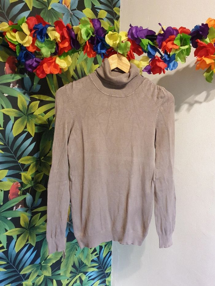 Pull col roulé basic beige