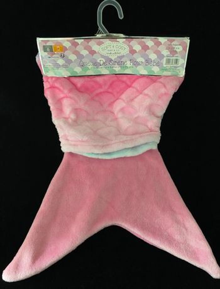 B5949❤️Couverture bébé baby sirène violet rose - photo numéro 2