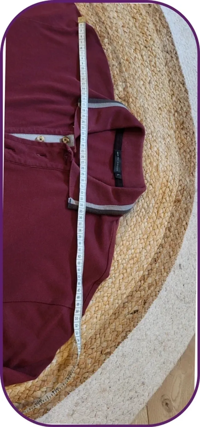 Polo manches longues Mise au Green – Vintage – Homme - Bordeaux - Taille L - Très bon état - photo numéro 6