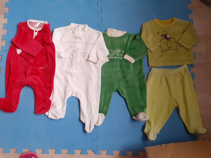 Lot de 4 pyjamas velours, 3mois