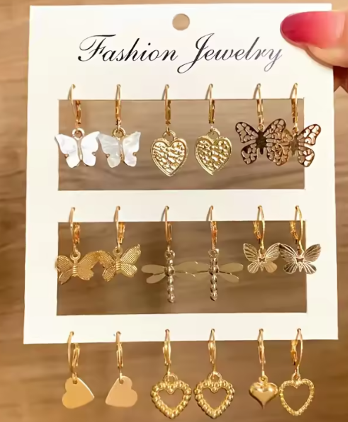 Lot de 9 paires de boucles d oreille Neuf or doré fantaisie bijou