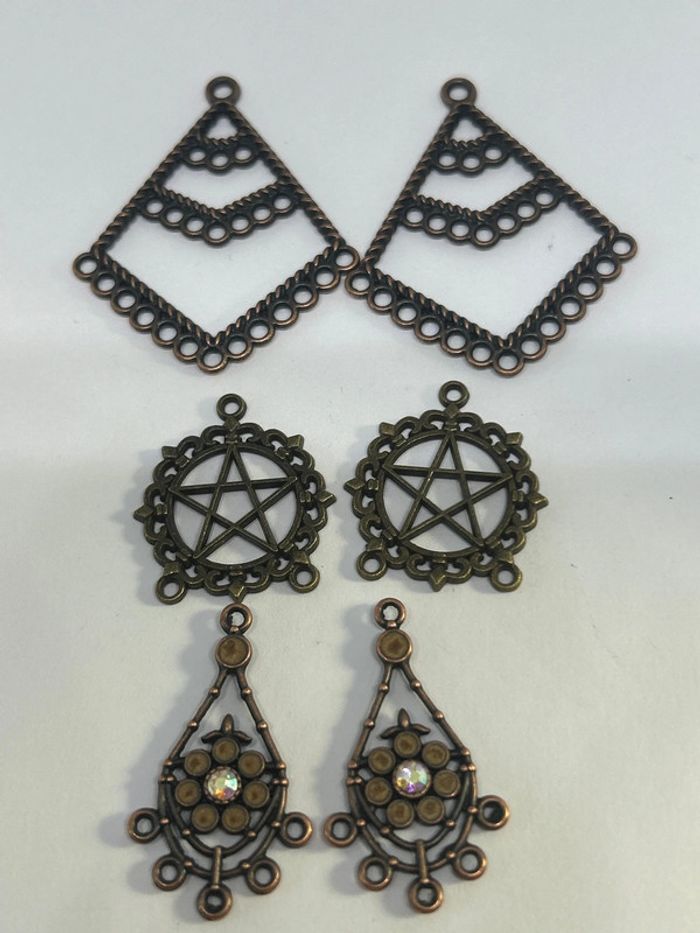 C384, lot de 6 breloques intermédiaires couleur bronze