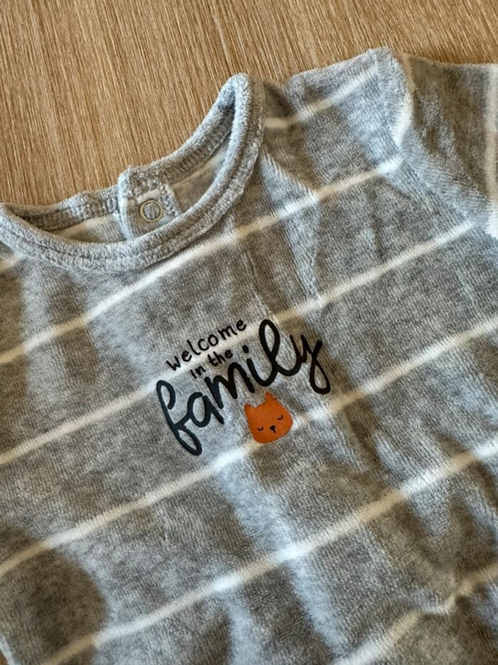 Pyjama velours ligné gris - photo numéro 2