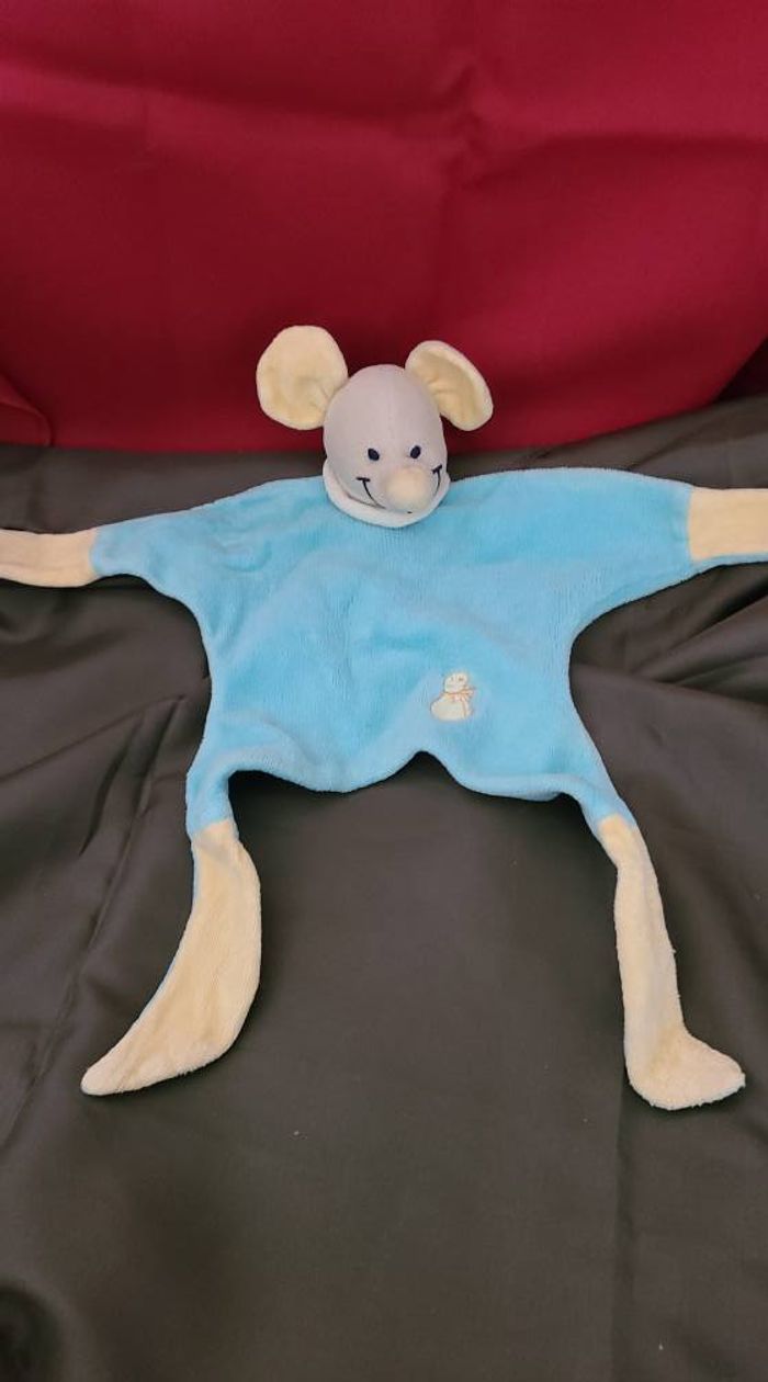 DOUDOU SOURIS TURQUOISE JAUNE MAXITA - photo numéro 3