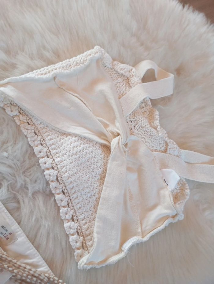Lot fille Zara 💖 6 ans short + crop top en maille blanc cassé - photo numéro 4