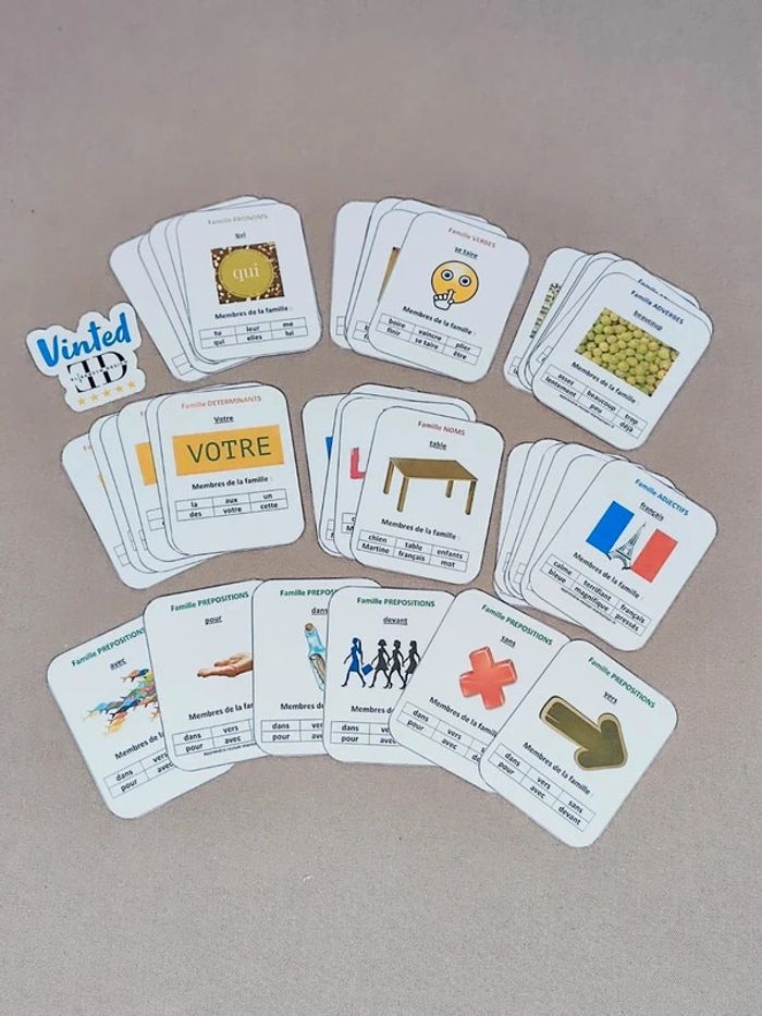 Jeu des 7 familles sur la grammaire Montessori
