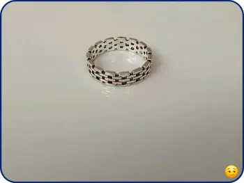 Bague argentée tendance en acier inoxydable