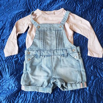 🌸 Ensemble salopette combinaison en jean avec t-shirt papillon taille 18 mois