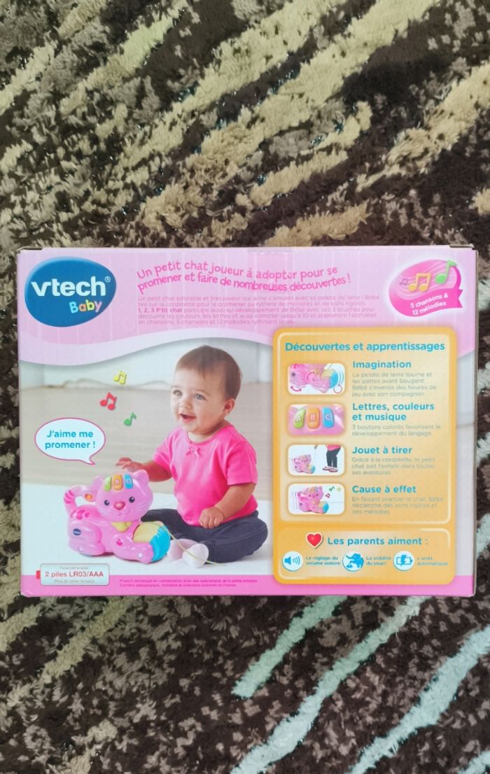VTech - 1,2,3 P'tit Chat Rose, Jouet à Tirer, Chaton - photo numéro 2