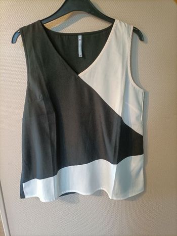 Débardeur à motif géométrique blanc noir beige