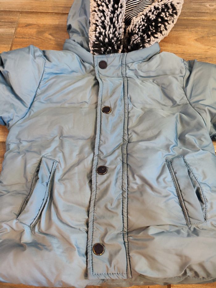 Doudoune avec capuche bleu gris Obaibi Taille 18 mois - photo numéro 4