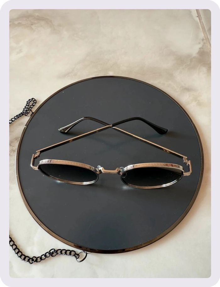 Lunette de soleil ronde noire argenté - photo numéro 3