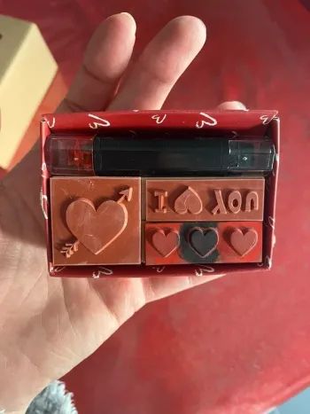 Kit tampons encreurs rouge et noir: I love you, coeur (amour mariage)