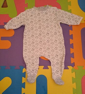 Pyjama grenouillère 1 pièce blanc lapin, mots d'enfants, taille 3 mois (62 cm)