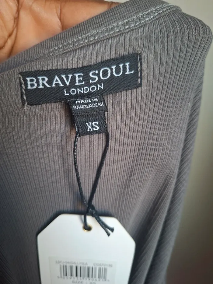 Robe longue côtelée gris Brave Soul, taille XS, neuve - photo numéro 5