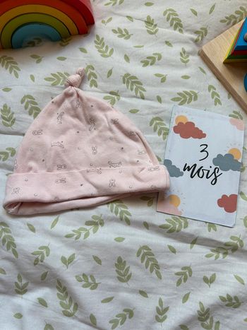bonnet en coton rose in extenso 3 mois
