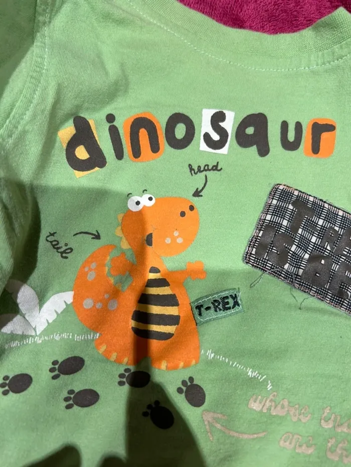 👕 T-shirt bébé vert dinosaure (T-Rex) - photo numéro 3