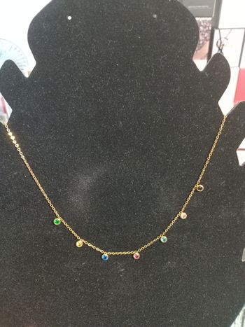 Collier pierres  multicolores acier inoxydable neuf