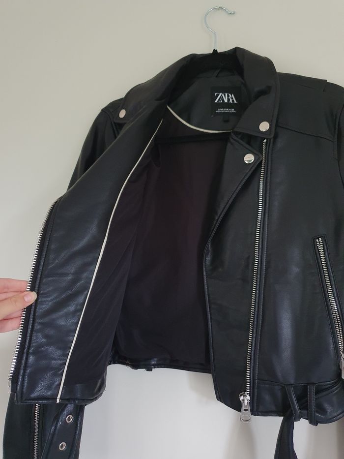 Veste perfecto femme simili cuir noire Zara M - photo numéro 7